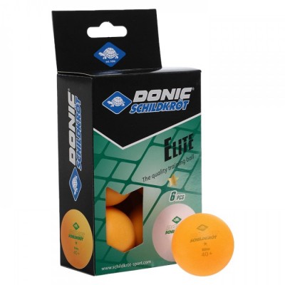 М'ячі для настільного тенісу Donic Elite 1* 40+ (6шт.) plastic orange 608518 - фото 28995