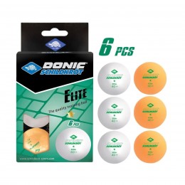 М'ячі для настільного тенісу Donic Elite 1* 40+ (6шт.) plastic white/orange 608511 М'ячі для настільного тенісу Donic Elite 1* 40+ (6шт.) plastic white/orange 608511