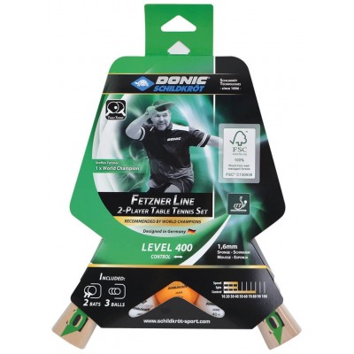 Набір для настільного тенісу Donic Fetzner 400 2 ракетки + 3 м'ячі (788468) - фото 32145