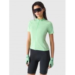 Велофутболка жіноча на блискавці 4F light green 4FSS24TFTSF488