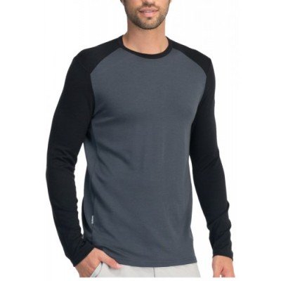 Футболка Icebreaker Tech LS Crewe Men 260 monsoon/black - фото 32621