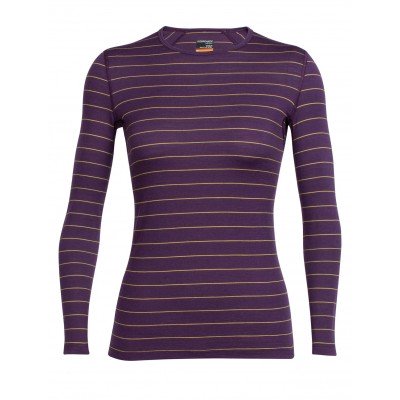 Термобелье женское футболка Icebreaker Oasis Crewe Women 200 stripe eggplant - фото 26914